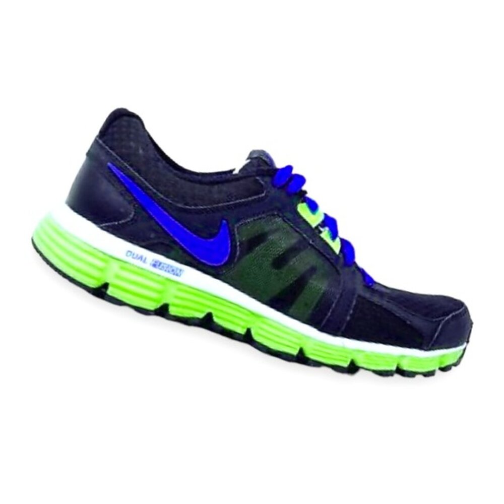 Nike Dual Fusion ST2 Running Shoe 454240-018 Black Volt Blue Lime Women Sz 8.5 - Picture 1 of 16